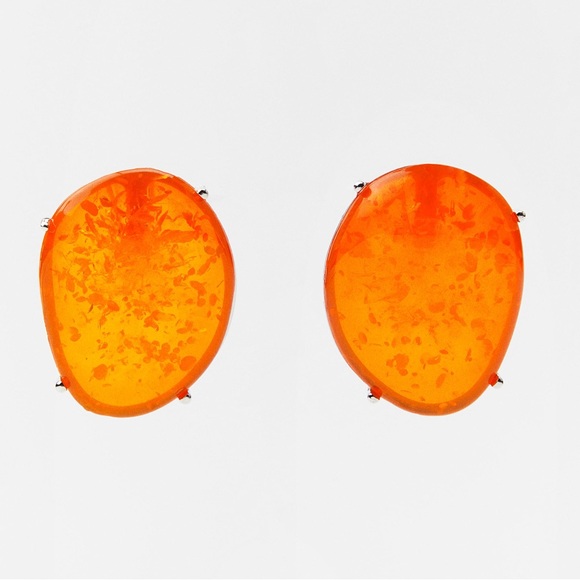 Zara Jewelry - NWT. Zara Orange Metal earrings with oval stone.
